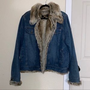 VTG DEADSTOCK FABIO FAUX FUR DENIM JACKET